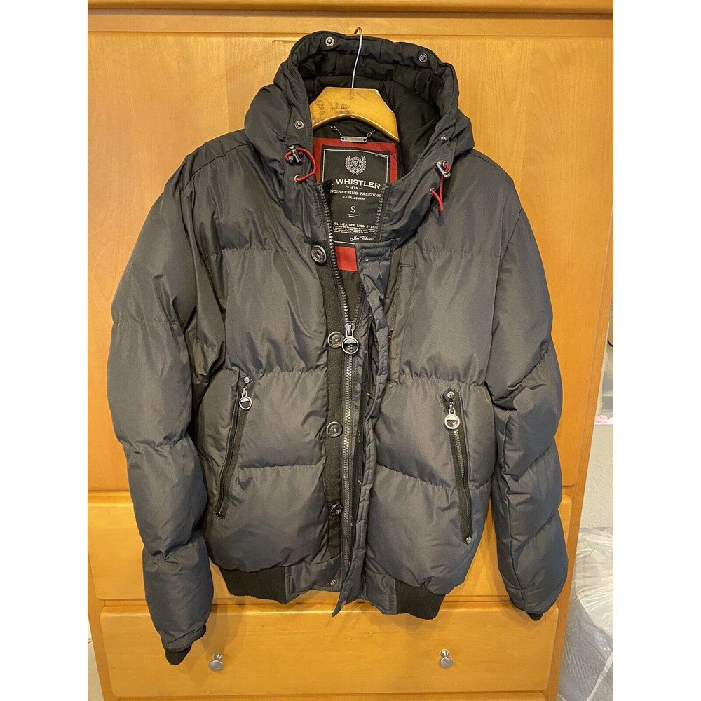 J Whistler Brown Puffer Fur Hooded Parka Coat Jacket Mens Size Small Winter